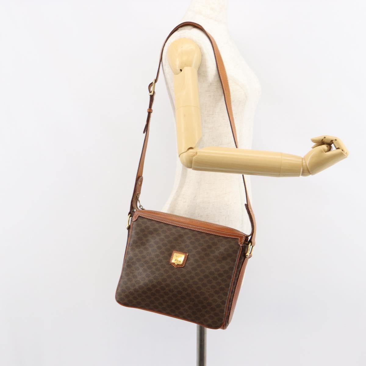 Celine Macadam Shoulder Bag Pvc Leather Brown Canvas Shoulder Bag Bag