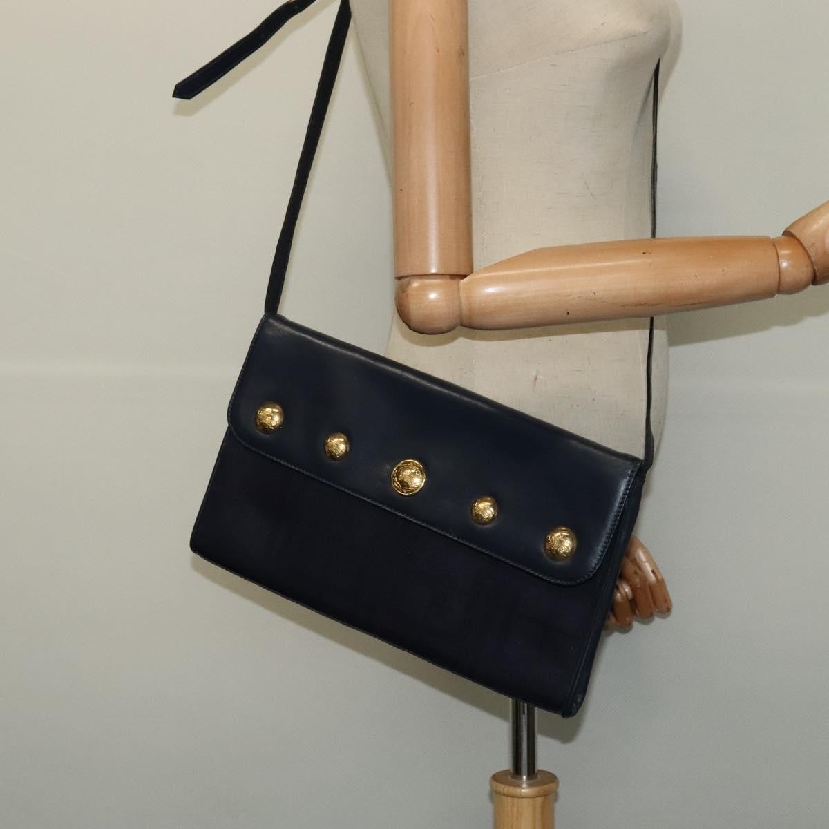 Burberry Flap Shoulder Bag Canvas Navy Canvas Shoulder Bag