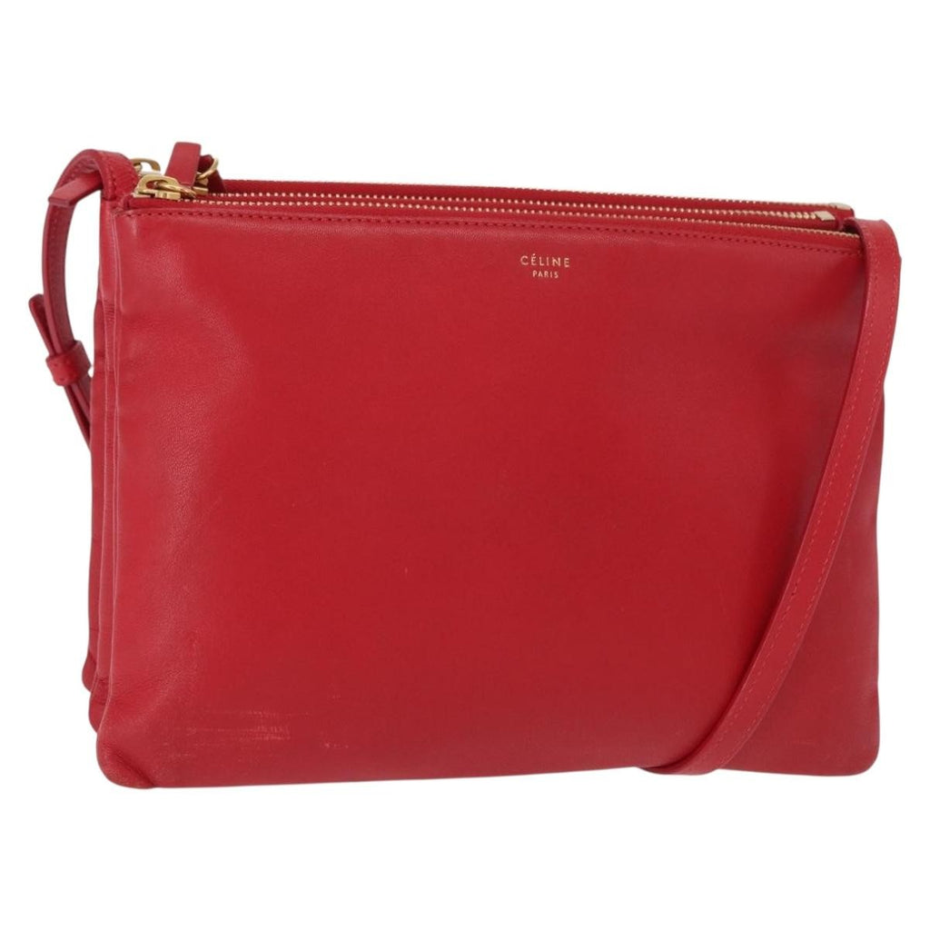 Celine Trio Crossbody Bag Leather Red Leather Shoulder Bag Bag