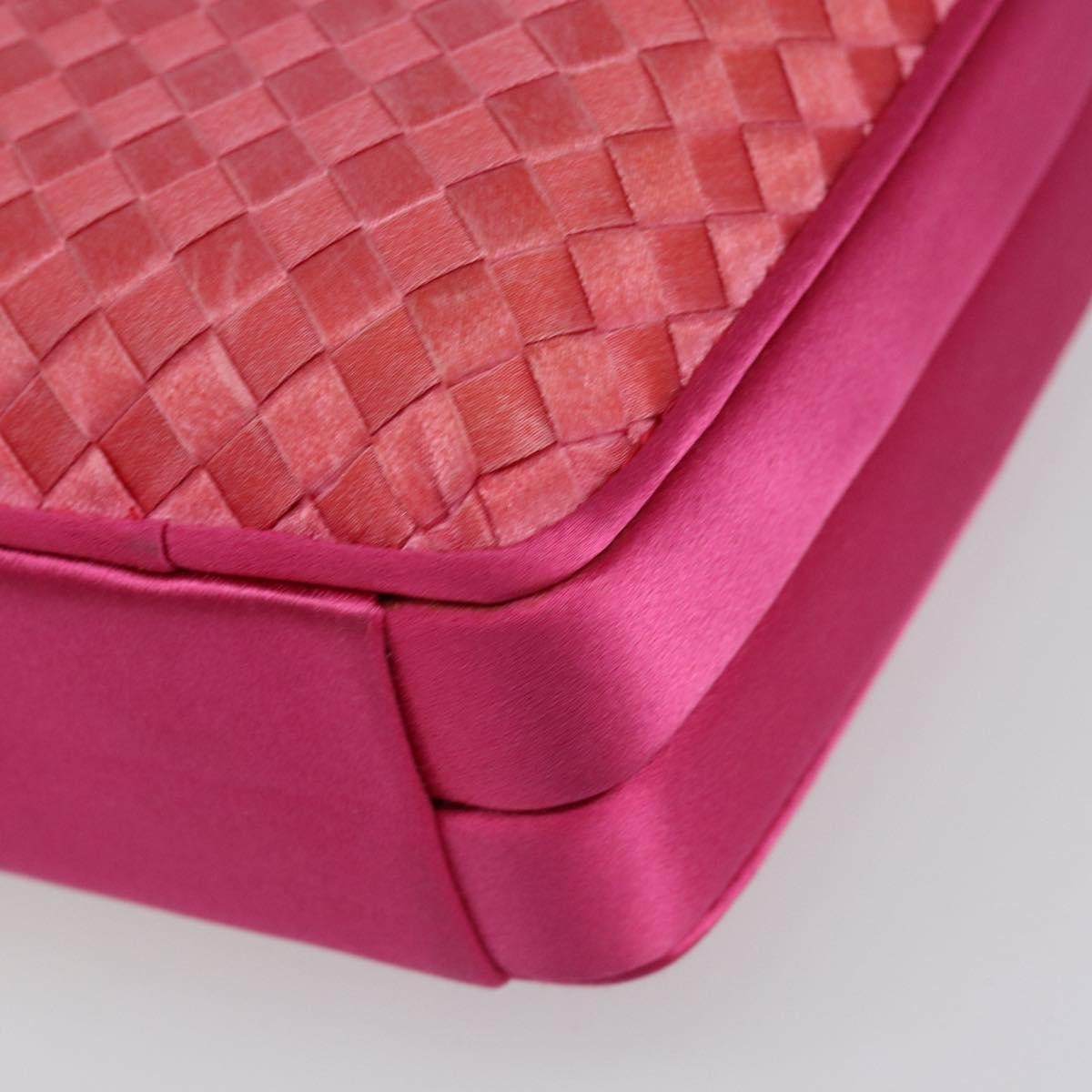 Bottega Veneta Intrecciato Clutch Bag Satin Pink Satin Clutche & Pouche Bag