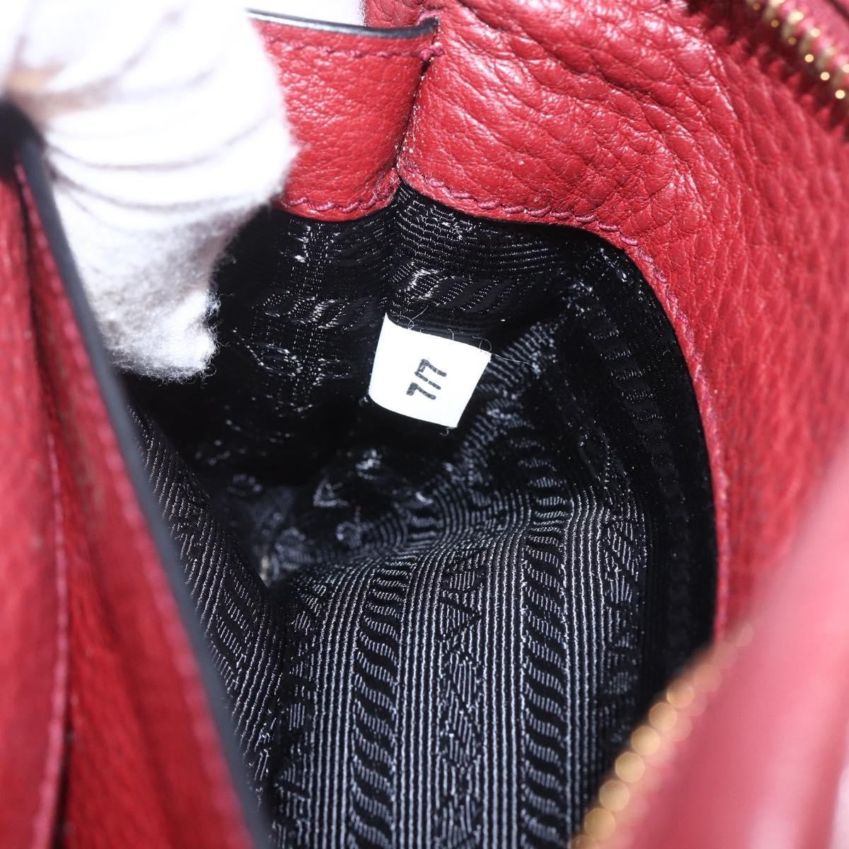 Prada Dual Strap Crossbody Bag Vitello Daino Burgundy Leather Shoulder Bag Bag