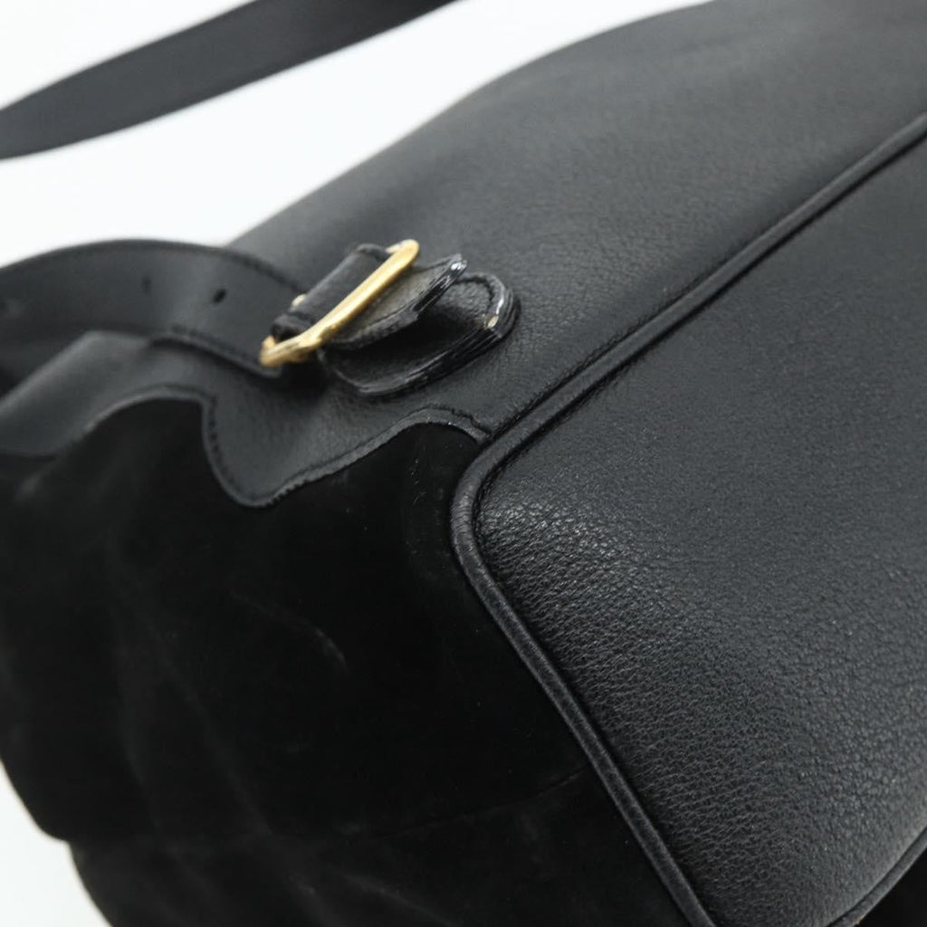 Gucci Vintage Bamboo Backpack Suede Black Suede Backpack Bag (Pre-Owned)