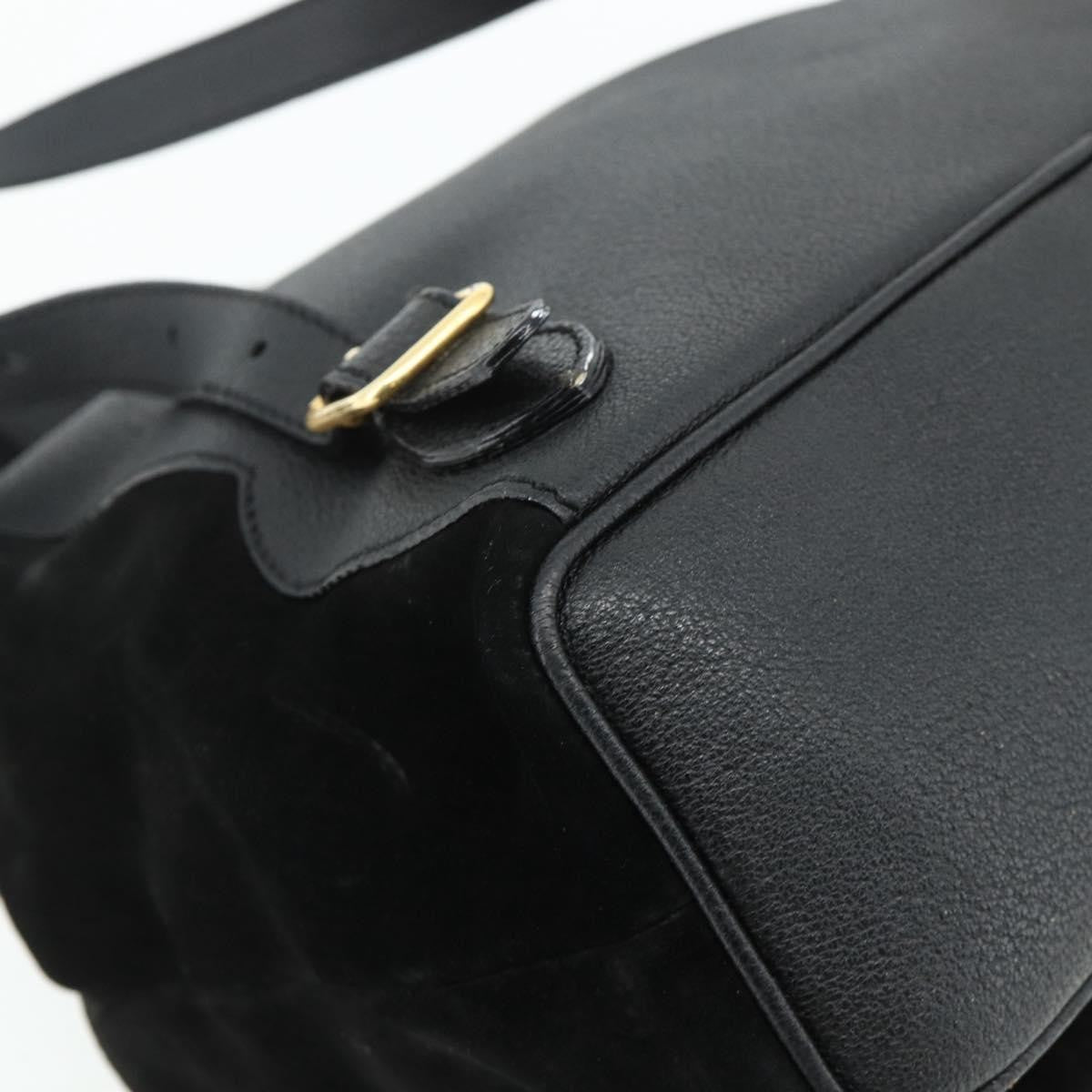 Gucci Vintage Bamboo Backpack Suede Black Suede Backpack Bag (Pre-Owned)