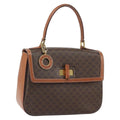 Celine Vintage Convertible Top Handle Bag Macadam Coated Canvas Brown Pvc Handbag