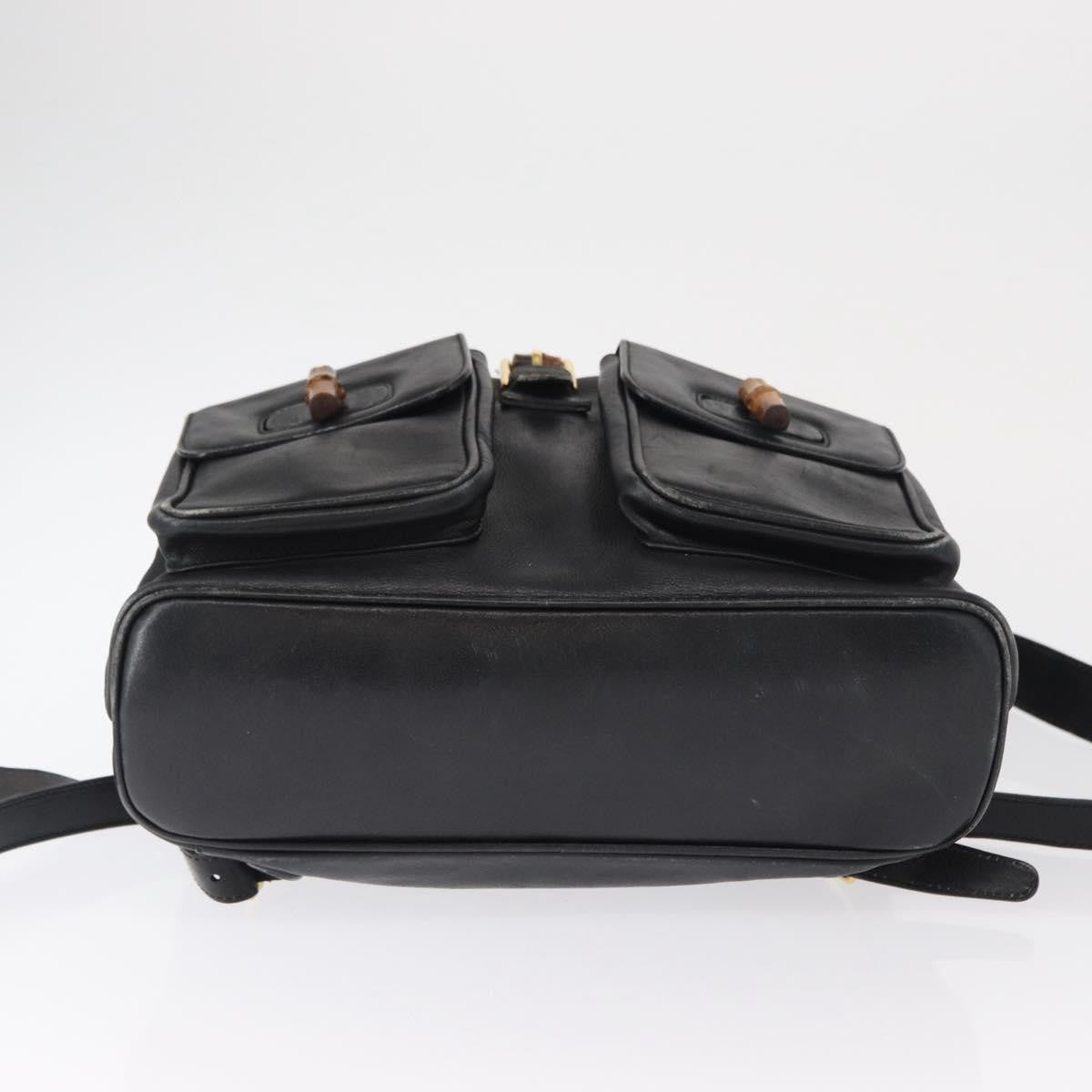 Gucci Vintage Bamboo Backpack Leather Black Leather Backpack Bag (Pre-Owned)