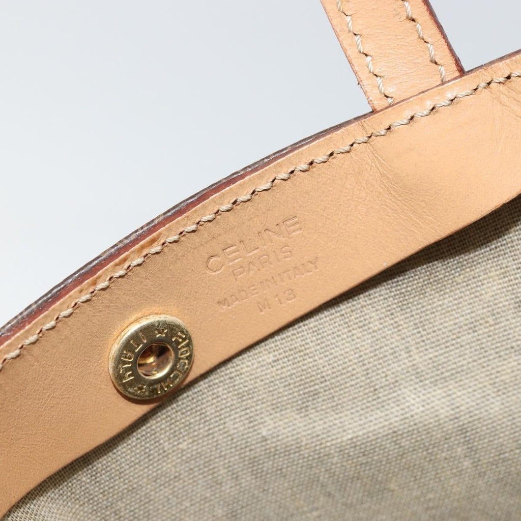 Celine Vintage Macadam Tote Bag Canvas And Leather Brown Canvas Tote Bag Bag