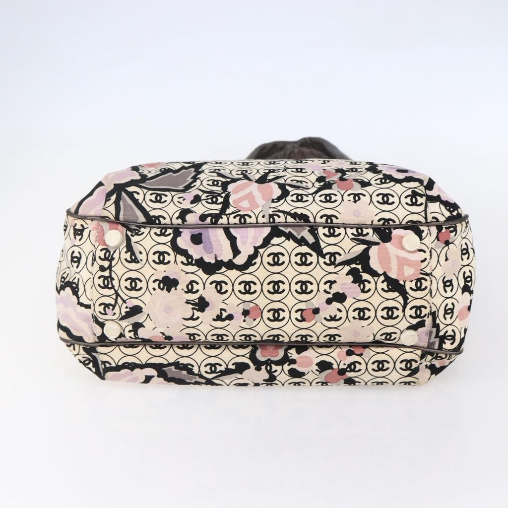 Chanel Vintage Floral Tote Canvas Beige Canvas Tote Bag Bag