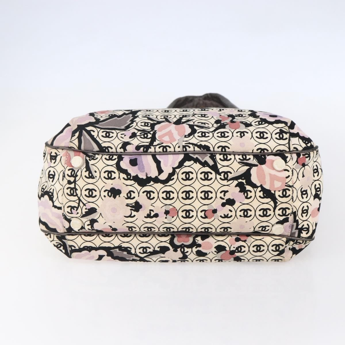 Chanel Vintage Floral Tote Canvas Beige Canvas Tote Bag Bag