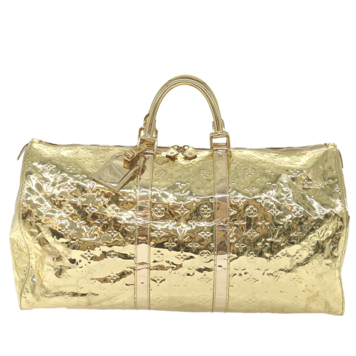 Louis Vuitton Keepall Bag Monogram Miroir Pvc Gold Patent_Leather Travel Bag