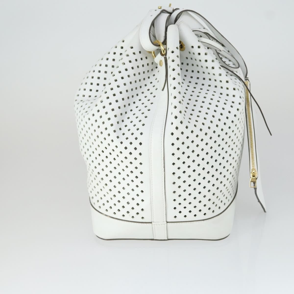 Louis Vuitton Flore Noe Handbag Perforated Leather White Leather Shoulder Bag