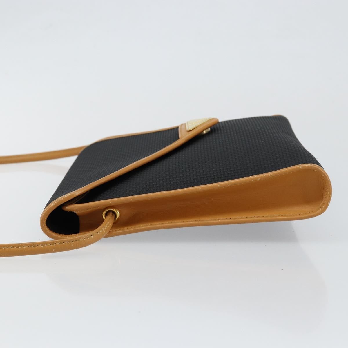 Saint Laurent Vintage Flap Crossbody Bag Coated Canvas With Leather Black Pvc Shoulder Bag Bag (Pre-Owned)
