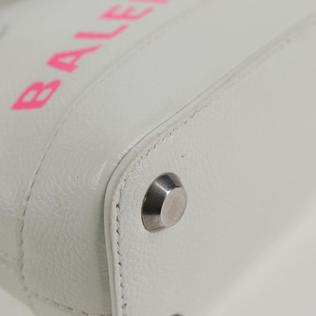 Balenciaga Logo Ville Bag Leather White Leather Hand