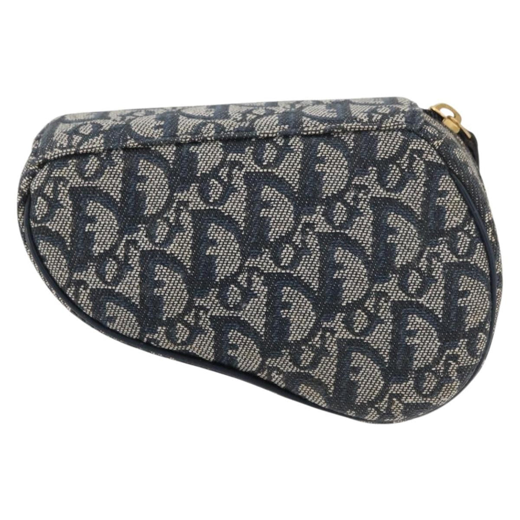 Christian Dior Vintage Saddle Coin Purse Diorissimo Canvas Navy Canvas Clutche & Pouche Bag (Pre-Owned)