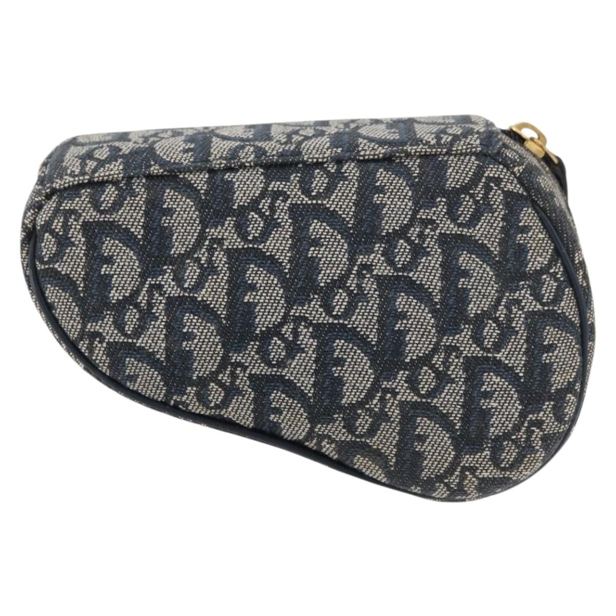 Christian Dior Vintage Saddle Coin Purse Diorissimo Canvas Navy Canvas Clutche & Pouche Bag (Pre-Owned)