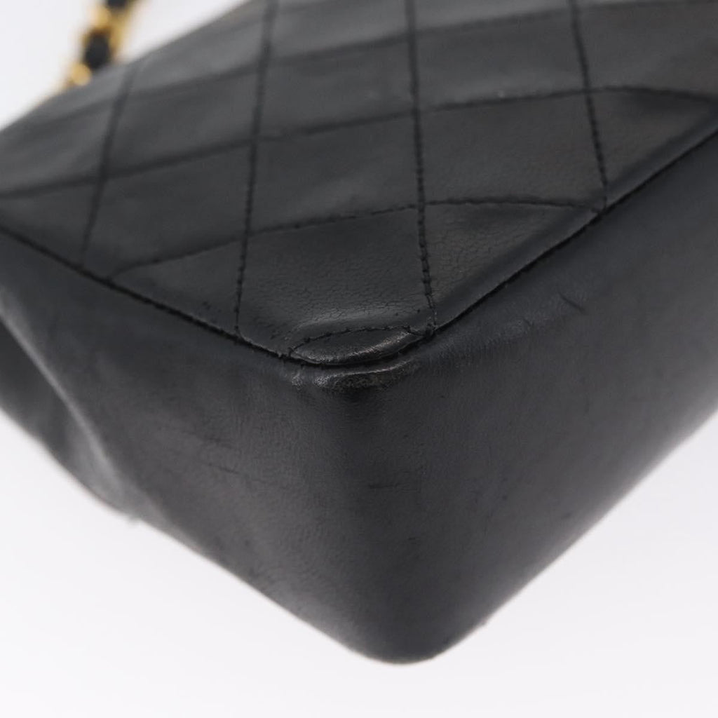 Chanel Vintage Square Cc Flap Bag Quilted Lambskin Black Leather Shoulder Bag Bag