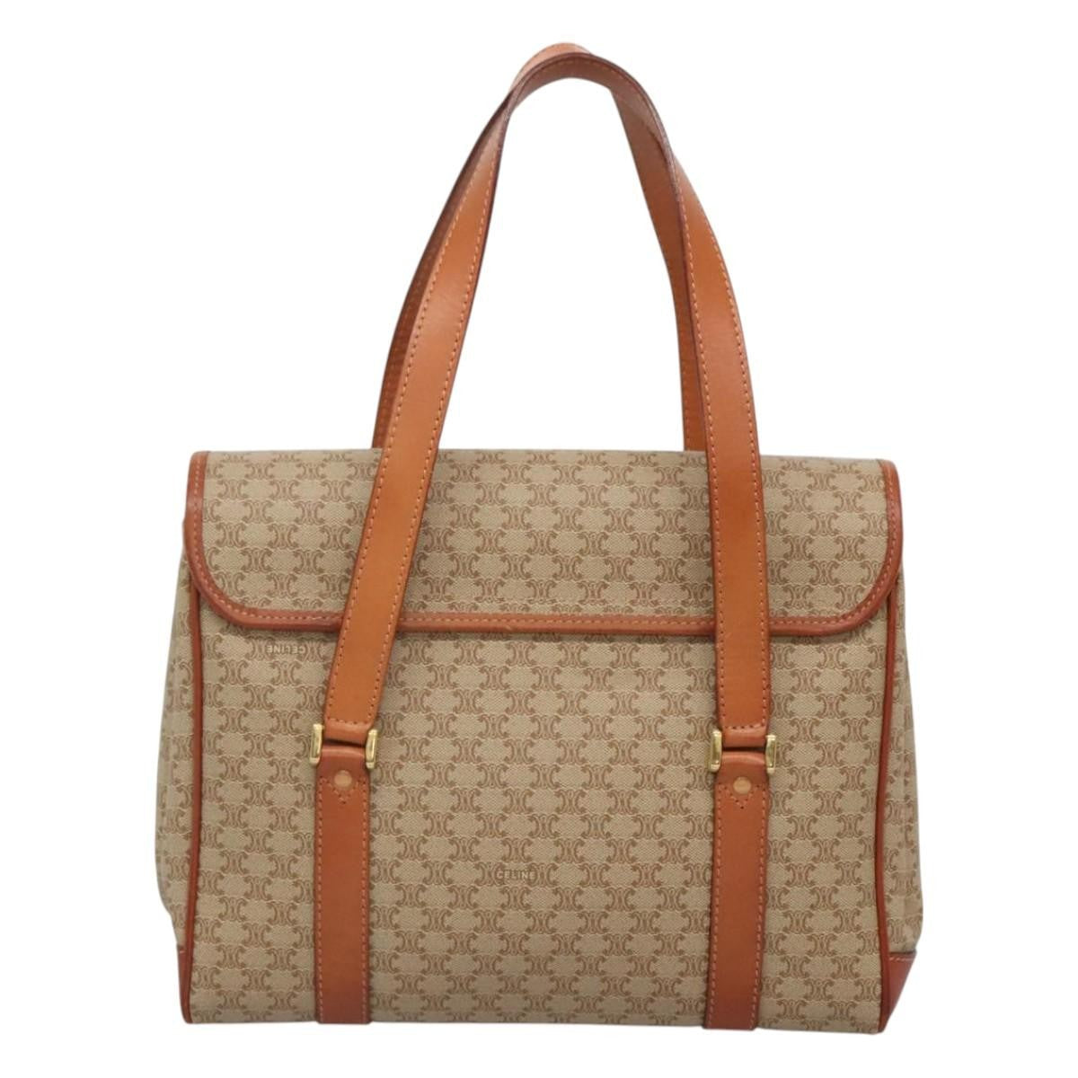 Celine Vintage Macadam Handbag Canvas And Leather Beige Canvas Handbag