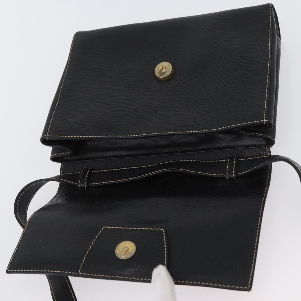 Celine Circle Logo Shoulder Bag Leather Black Leather Shoulder Bag Bag