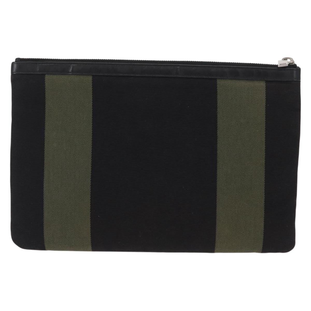 Saint Laurent Beach Zip Pouch Canvas Khaki Canvas Clutche & Pouche Bag (Pre-Owned)