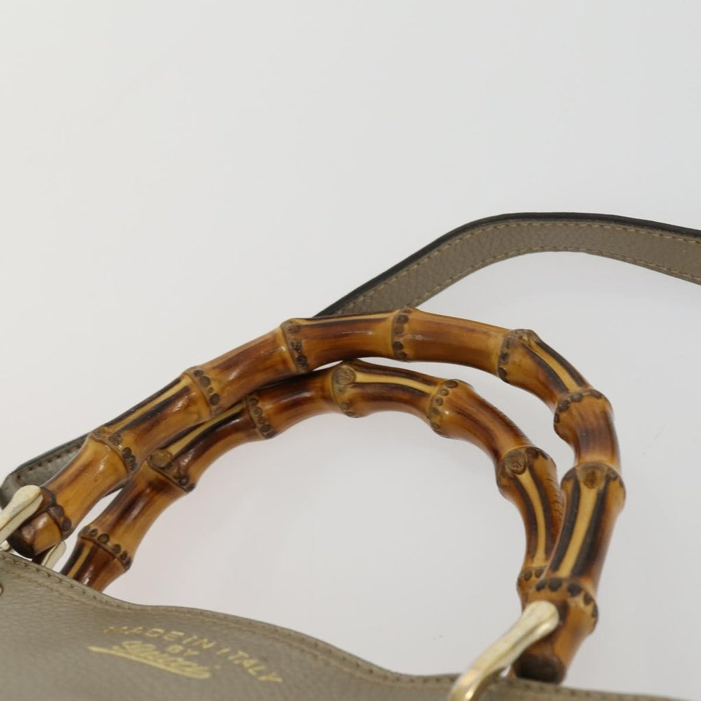 Gucci Bamboo Shopper Tote Leather Beige Leather Tote Bag Bag (Pre-Owned)