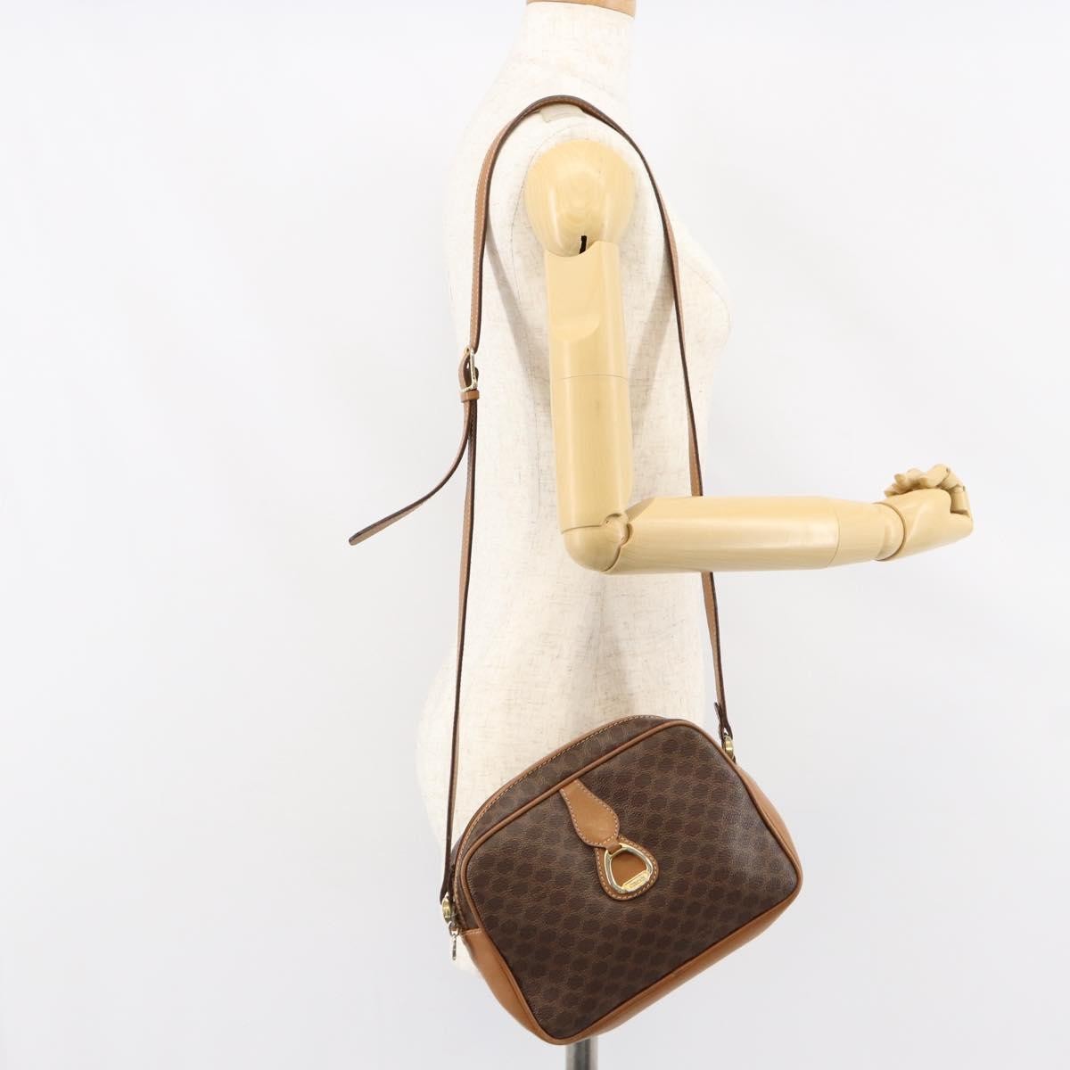 Celine Vintage Macadam Shoulder Bag Canvas And Leather Brown Canvas Shoulder Bag Bag
