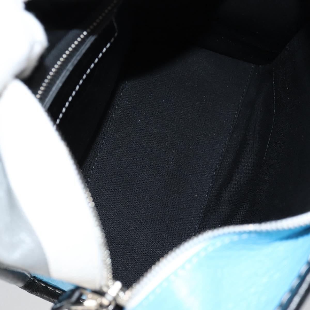 Balenciaga Bazar Convertible Tote Striped Leather Blue Leather Tote Bag