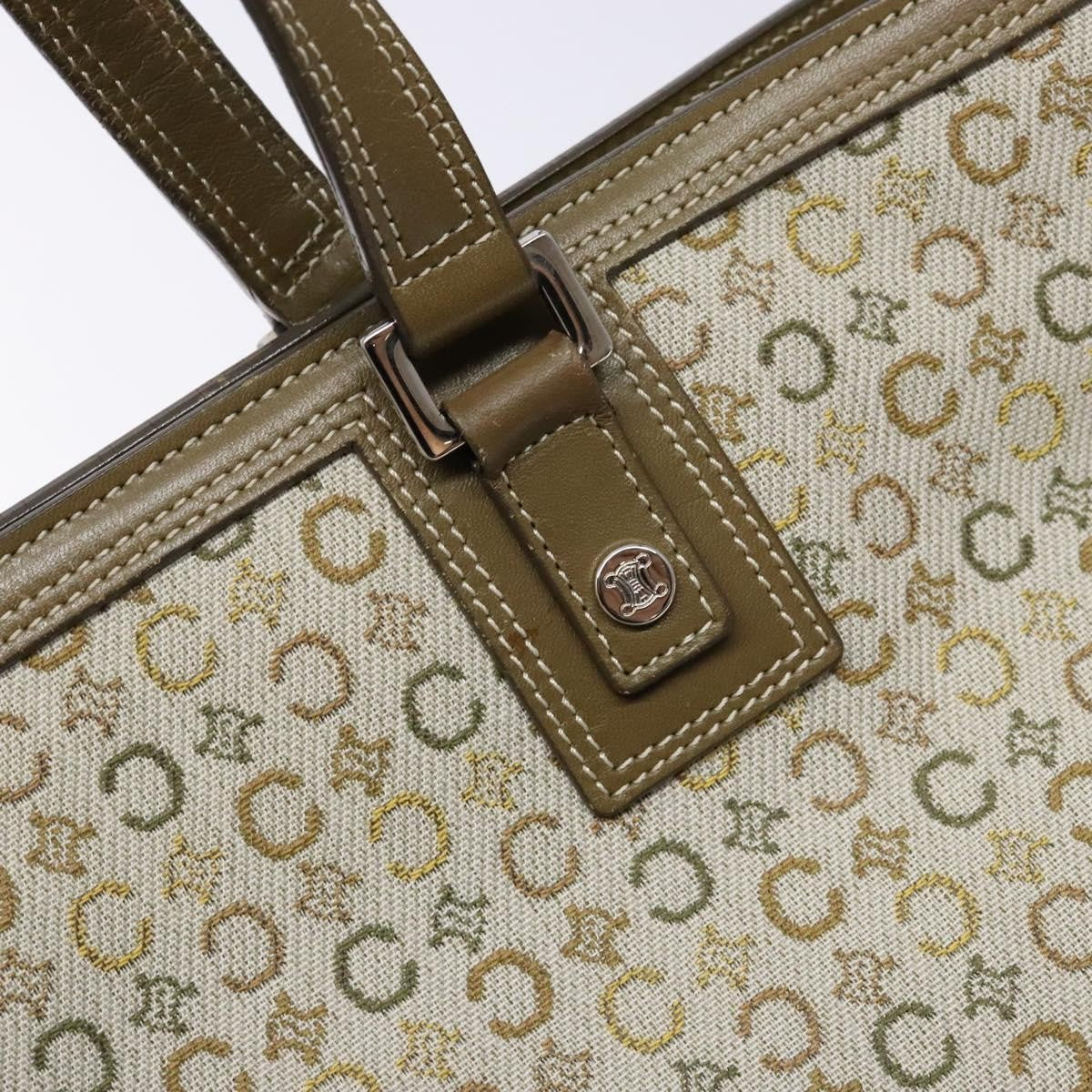 Celine Vintage Macadam Shoulder Bag Canvas Khaki Canvas Bag
