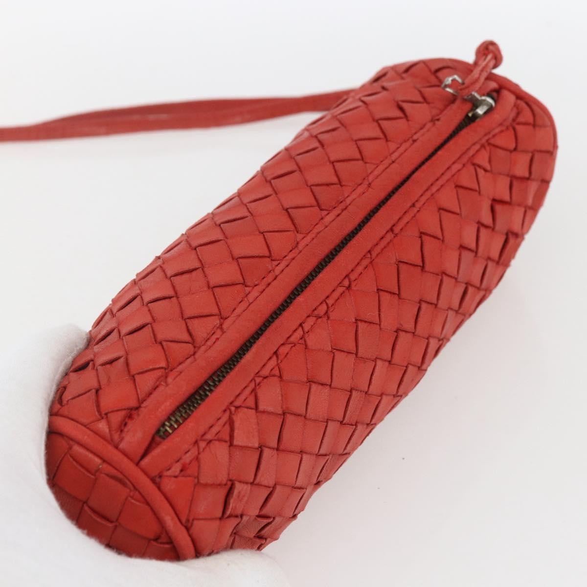 Bottega Veneta Intrecciato Clutch Bag Leather Red Leather Clutche & Pouche Bag