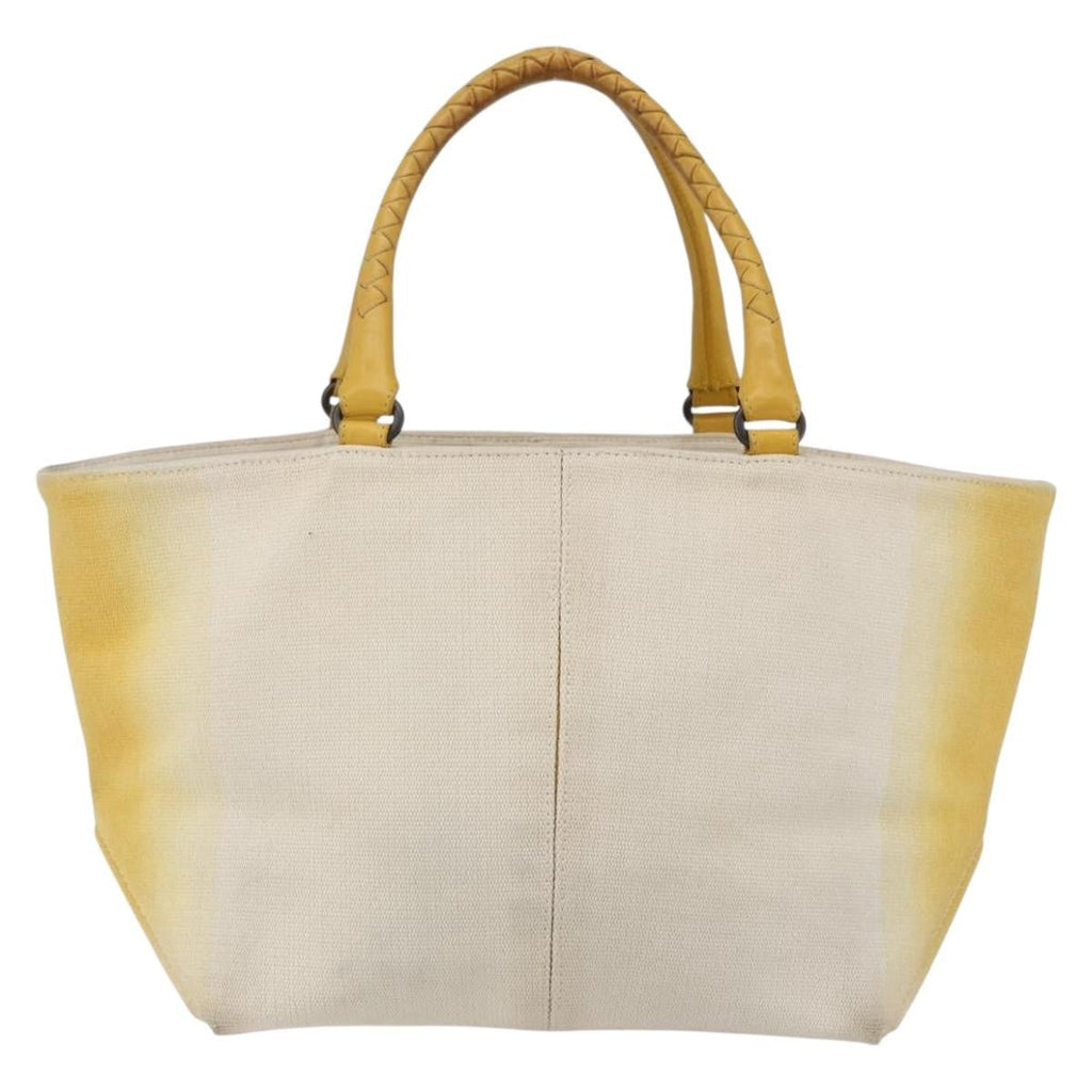 Bottega Veneta Braided Handle Open Tote Bag Canvas With Leather Yellow Canvas Bag