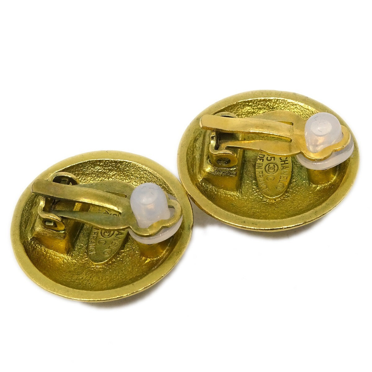 Chanel Vintage Cc Round Clip-On Earrings Metal Gold Gold_Plated Earrings Jewelry
