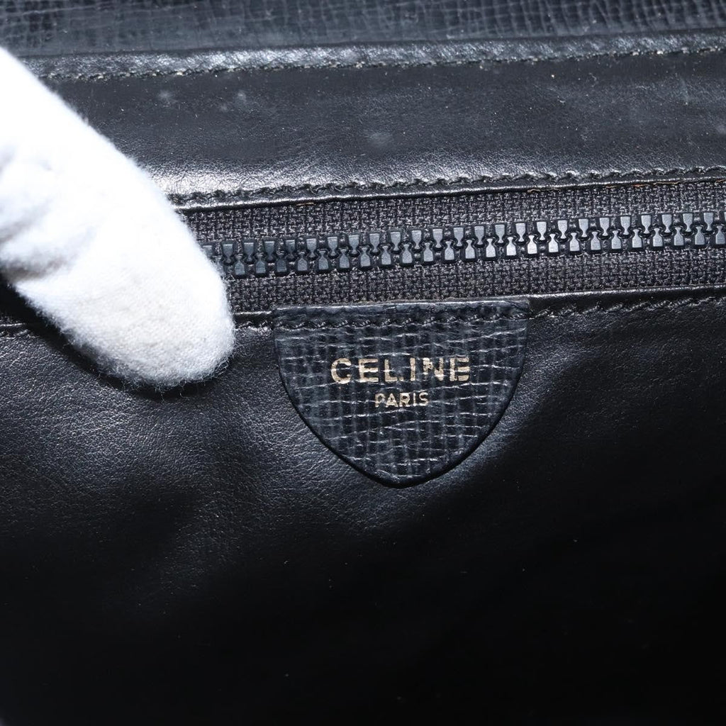 Celine Circle Logo Shoulder Bag Leather Black Leather Shoulder Bag Bag
