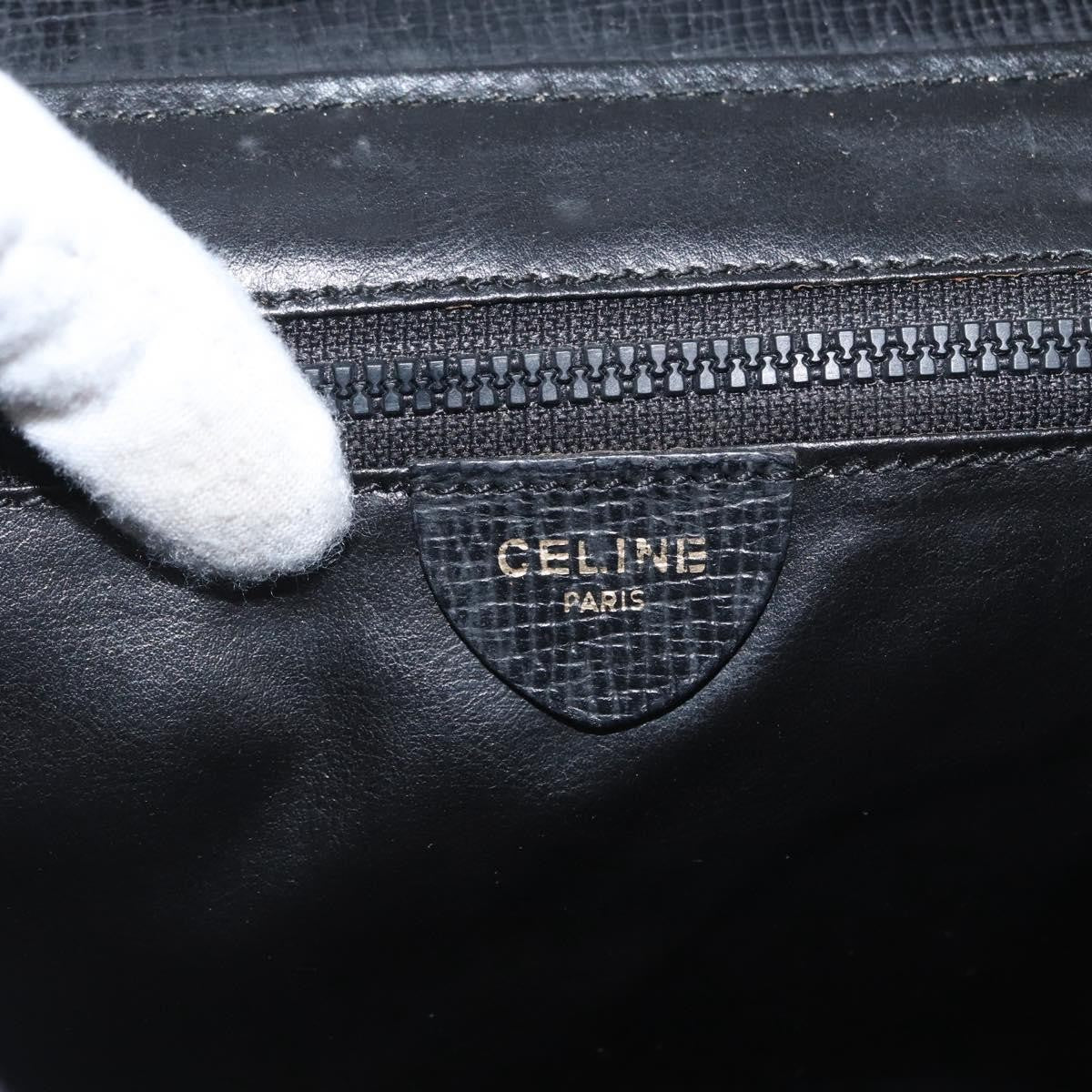 Celine Circle Logo Shoulder Bag Leather Black Leather Shoulder Bag Bag