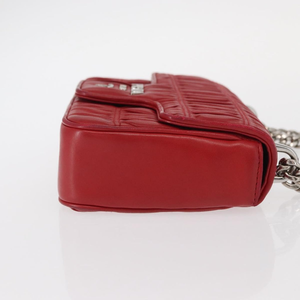 Prada Gaufre Chain Flap Shoulder Bag Nappa Leather Red Leather Shoulder Bag Bag
