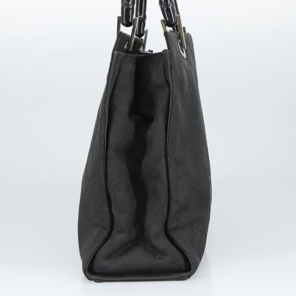 Gucci Vintage Bamboo Handle Tote Gg Nylon Black Nylon Tote Bag Bag (Pre-Owned)