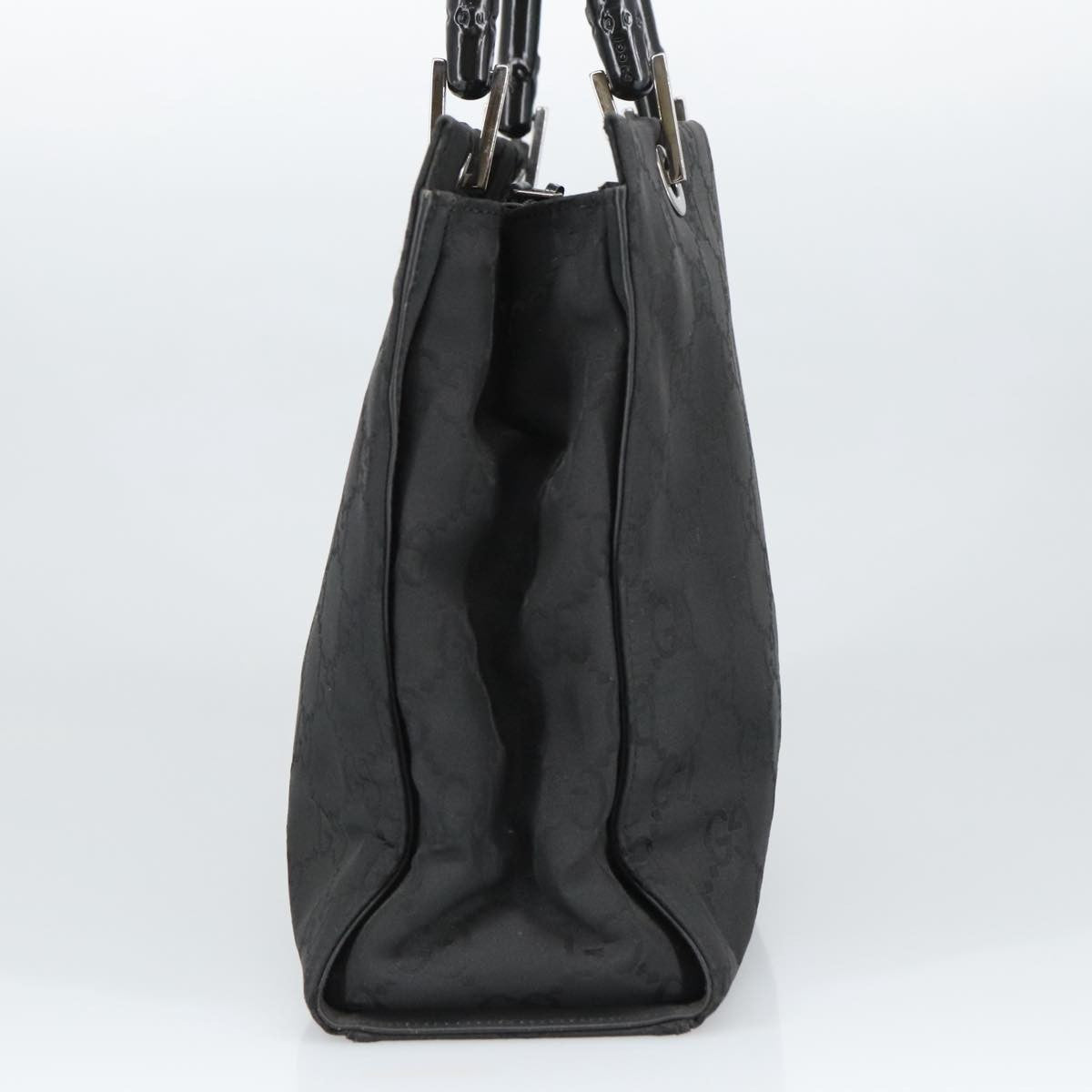 Gucci Vintage Bamboo Handle Tote Gg Nylon Black Nylon Tote Bag Bag (Pre-Owned)