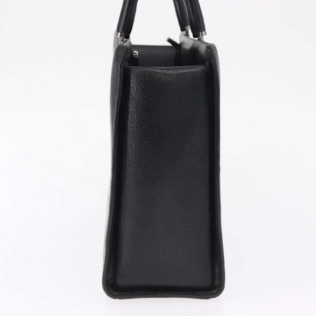 Gucci Vintage Bamboo Handle Bag Leather Black Leather Handbag (Pre-Owned)