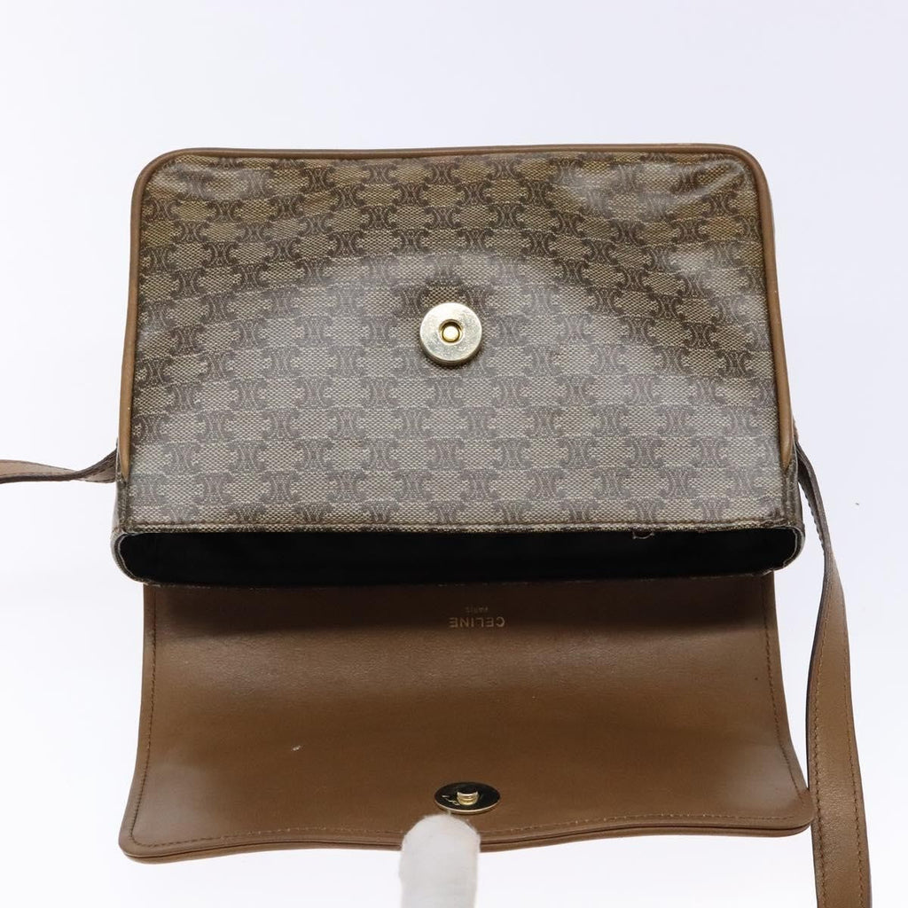Celine Macadam Shoulder Bag Pvc Leather Beige Pvc Bag