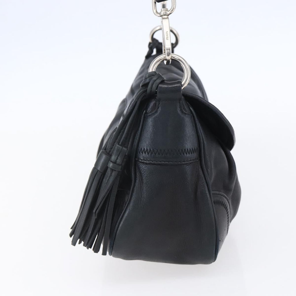 Prada Pushlock Shoulder Bag Leather Black Leather Shoulder Bag Bag