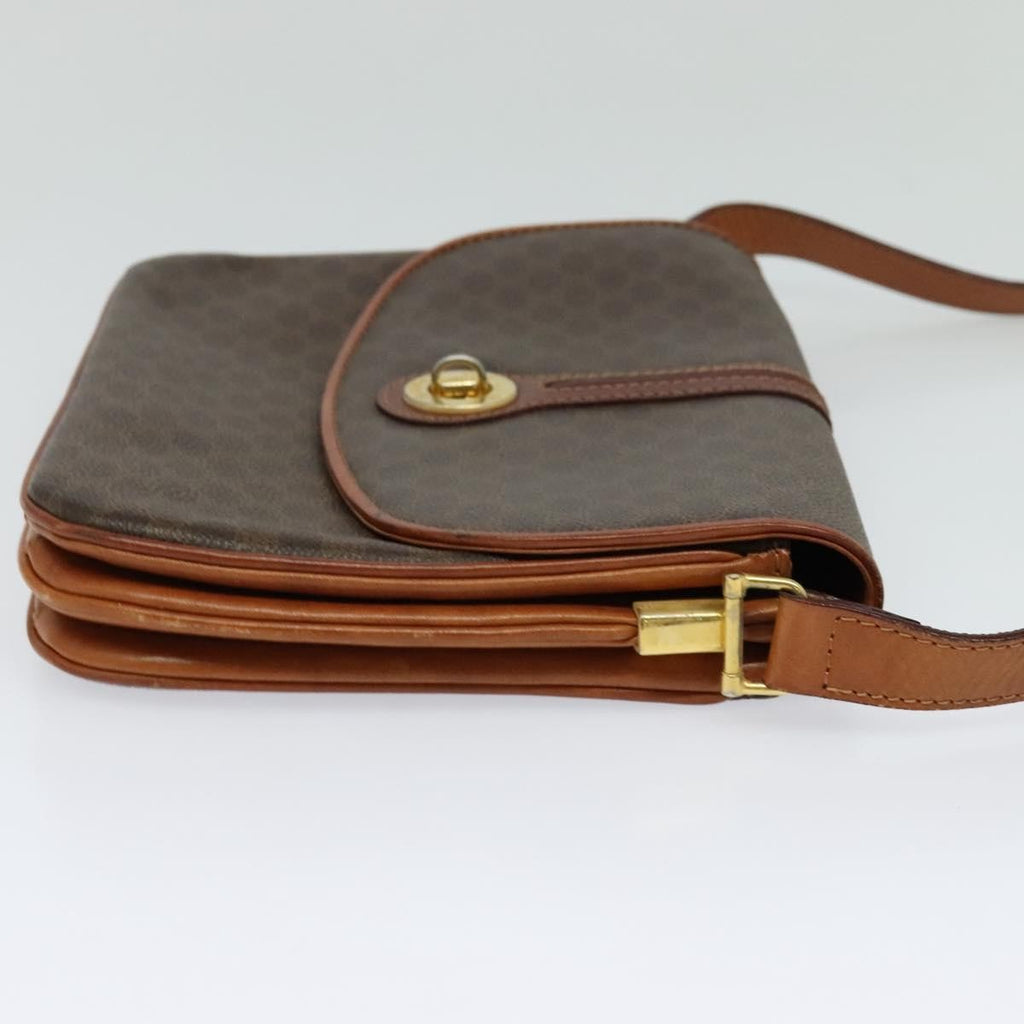 Celine Vintage Macadam Shoulder Bag Canvas And Leather Brown Canvas Shoulder Bag Bag