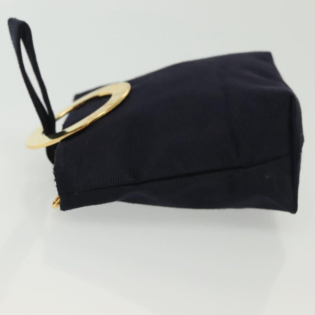 Celine Circle Logo Pouch Nylon Navy Canvas Clutche & Pouche Bag