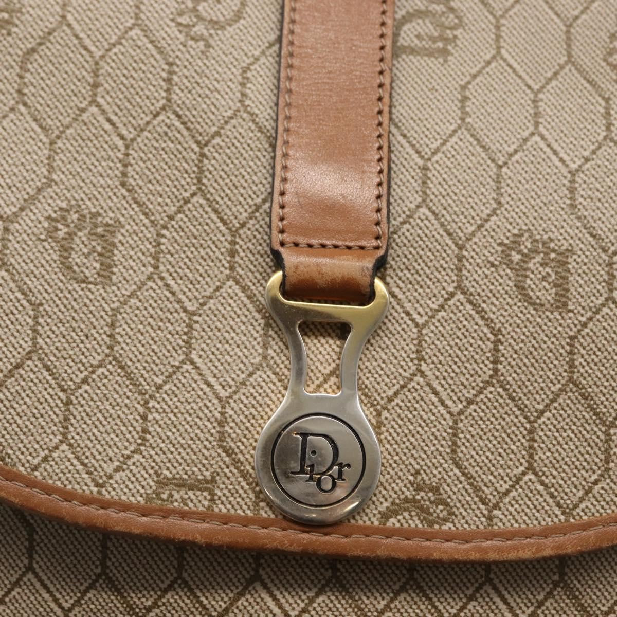 Christian Dior Vintage Honeycomb Shoulder Bag Canvas And Leather Beige Canvas Shoulder Bag Bag (Pre-Owned)