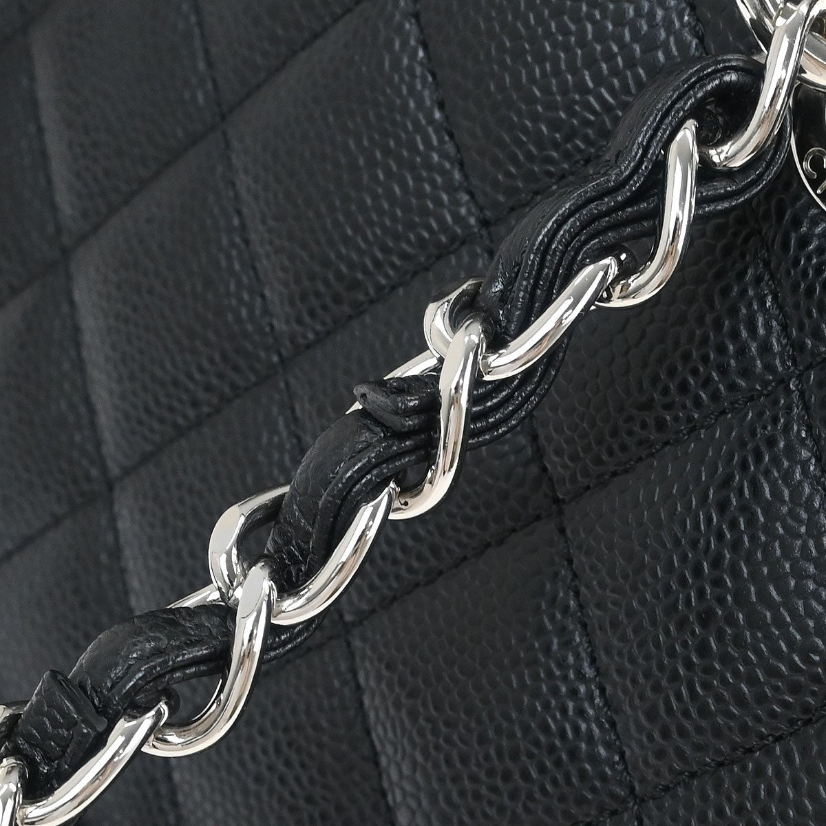 Chanel Petite Shopping Tote Quilted Caviar Black Leather Tote Bag Bag