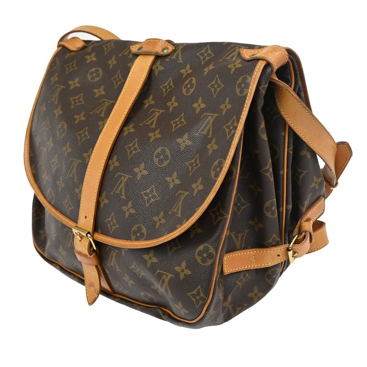 Louis Vuitton Saumur Handbag Monogram Canvas Brown Canvas Shoulder Bag