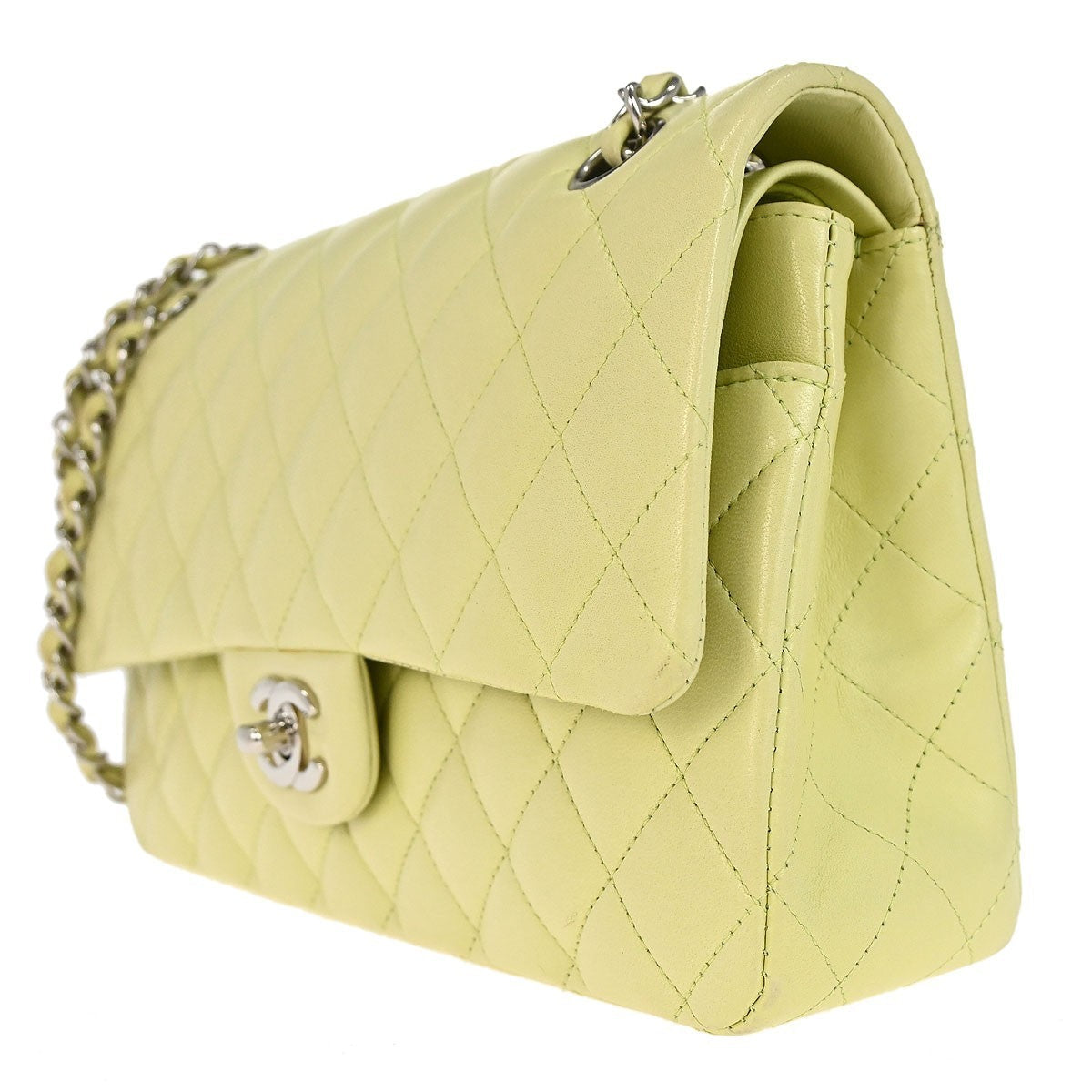 Chanel Timeless - Classic Double Flap Bag Quilted Lambskin Green Leather Shoulder Bag Bag