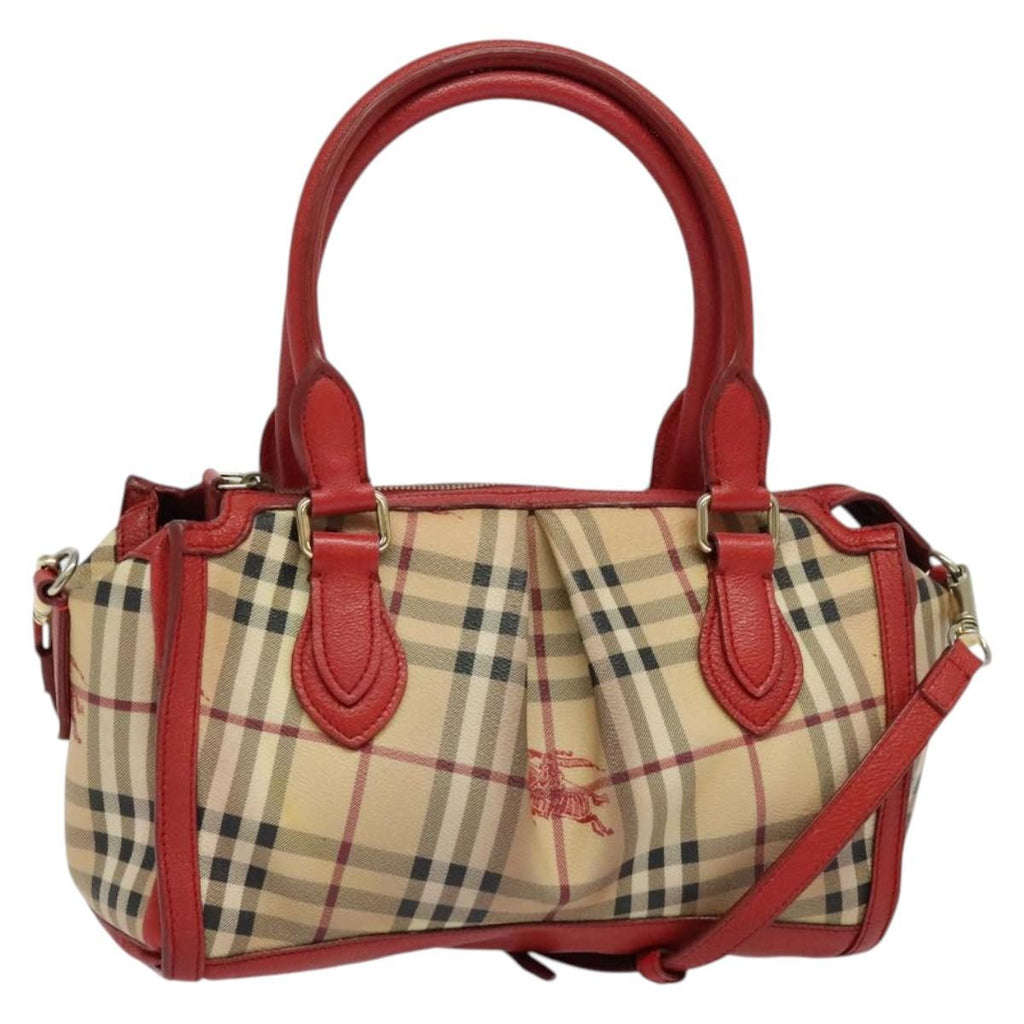 Burberry Pilgrim Satchel Haymarket Coated Canvas Beige Canvas Handbag