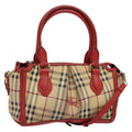 Burberry Pilgrim Satchel Haymarket Coated Canvas Beige Canvas Handbag