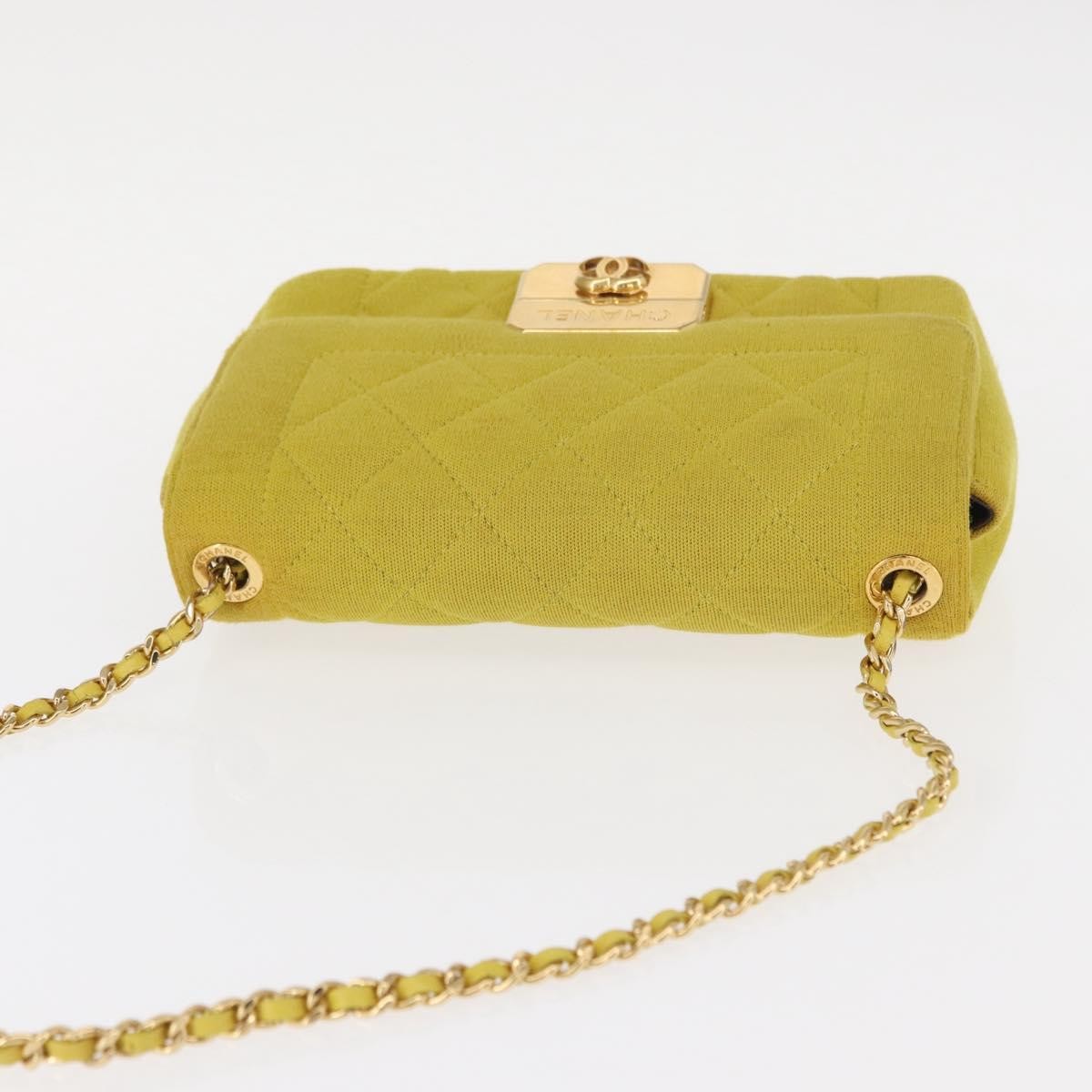 Chanel Chic With Me Flap Bag Quilted Jersey Yellow Cotton Shoulder Bag Bag