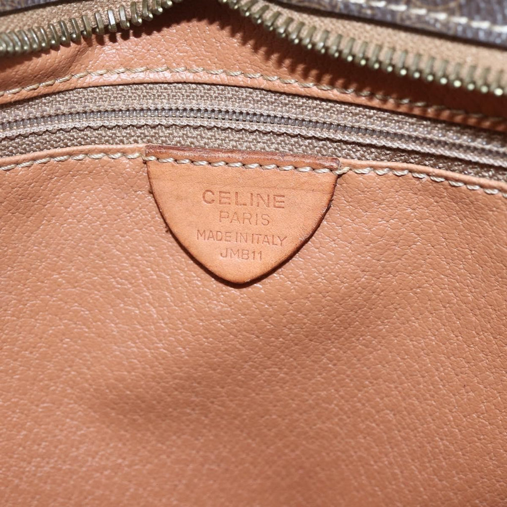 Celine Vintage Macadam Shoulder Bag Canvas Brown Canvas Shoulder Bag Bag
