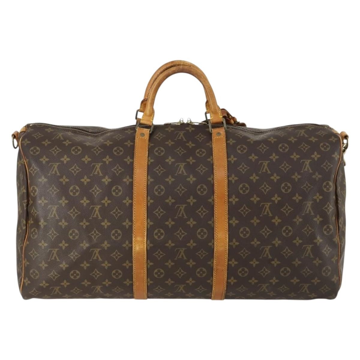 Louis Vuitton Keepall Bandouliere Bag Monogram Canvas Brown Canvas Travel Bag