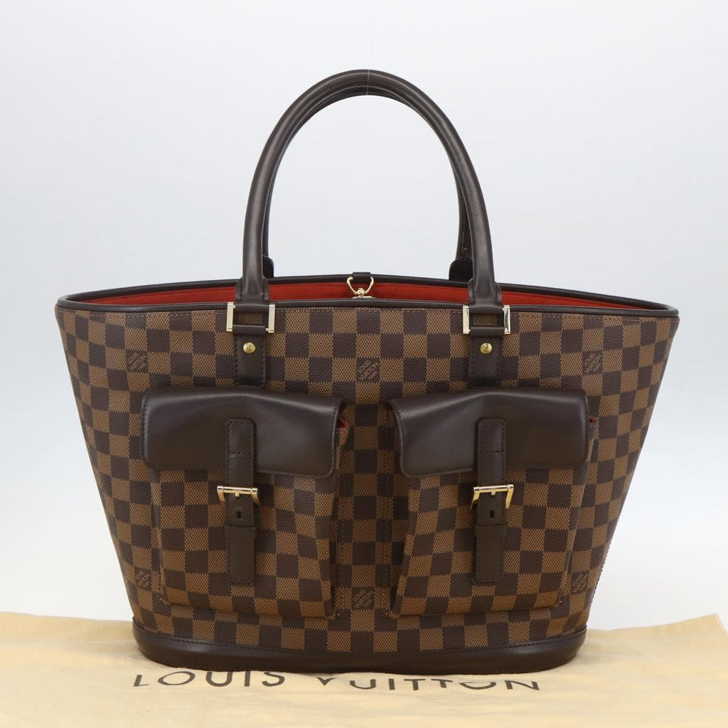 Louis Vuitton Manosque Handbag Damier Brown Canvas Tote Bag