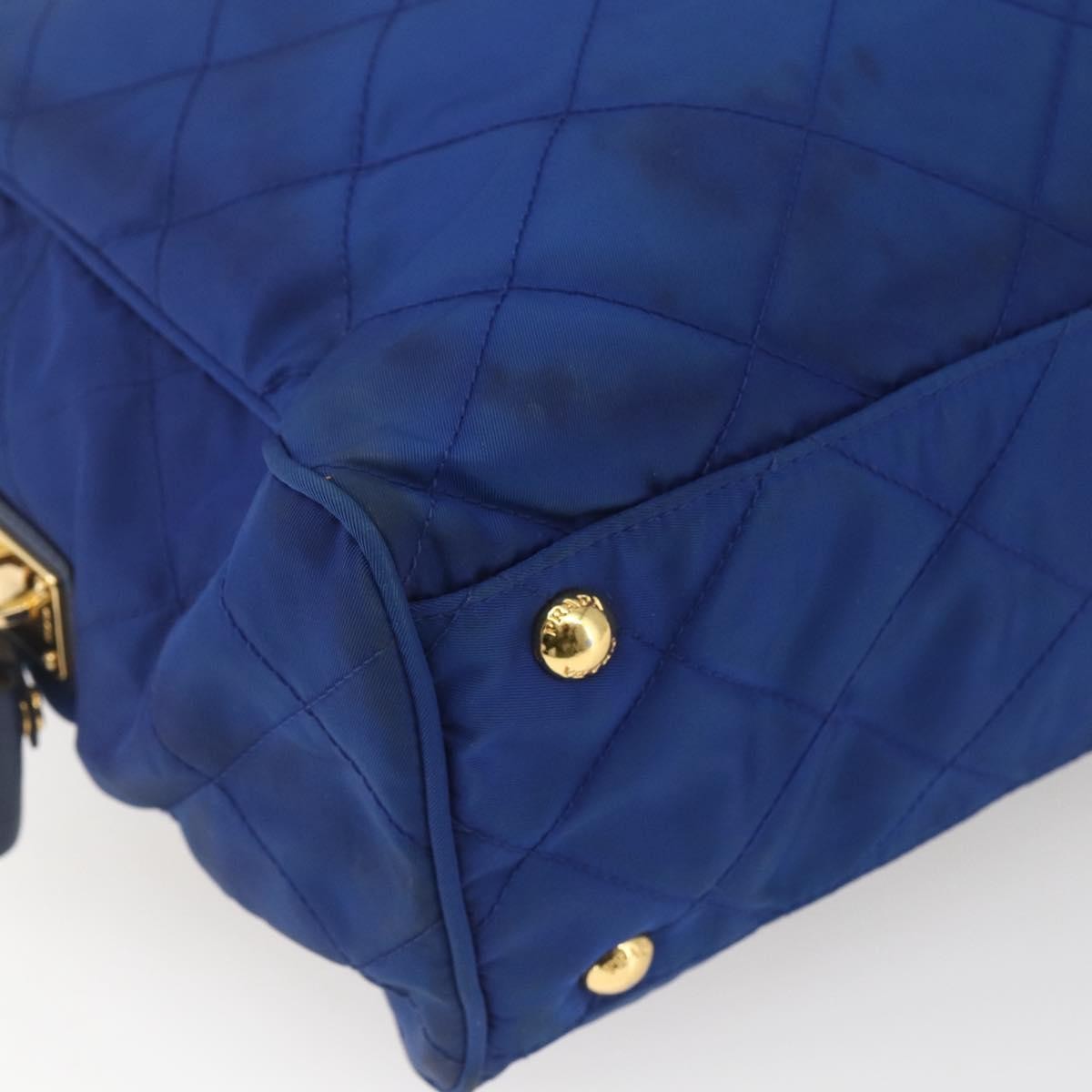 Prada Chain Shoulder Bag Quilted Tessuto Blue Nylon Shoulder Bag Bag
